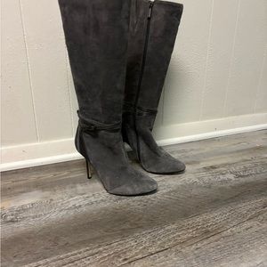 White House Black Market Gray Suede boots.